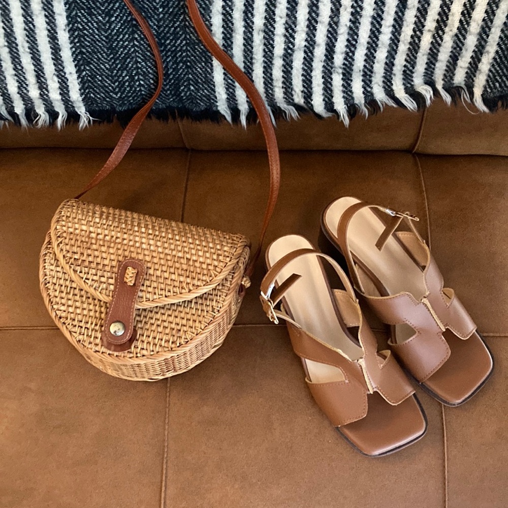 Rattan Woven Bag Semicircle Shoulder Bag Rattan Woven Bag Messenger Bag.